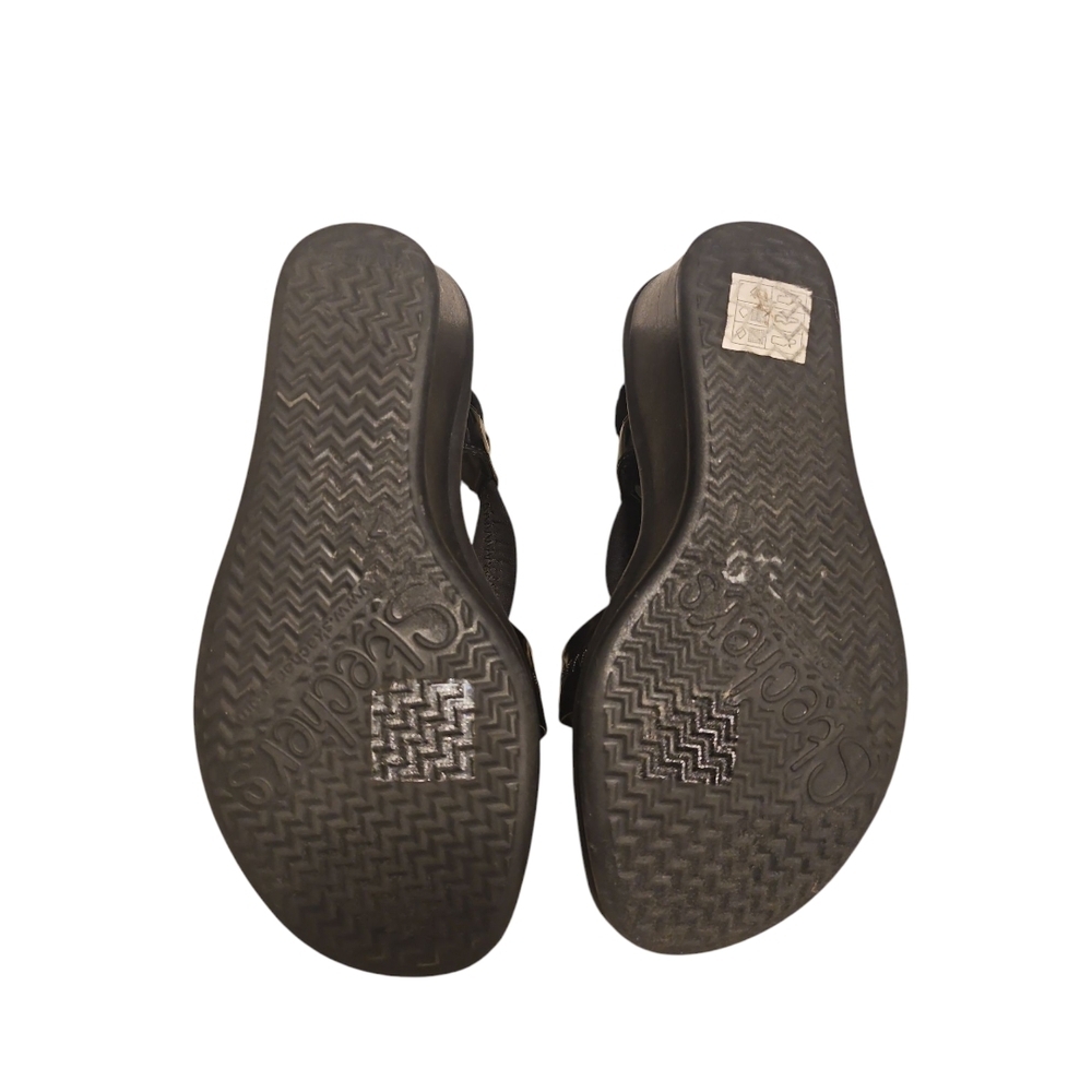 Skechers Black Wedge Sling Back Sandals - Picture 4 of 5